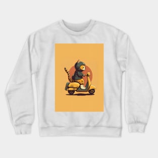 cat riding a scooter Crewneck Sweatshirt